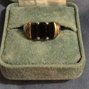 Sterling silver and onyx ring.